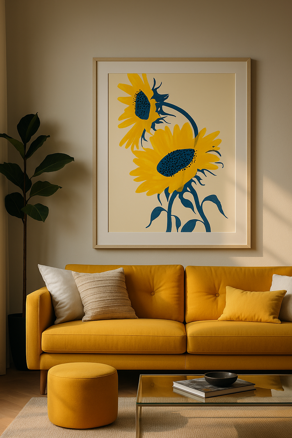 “Golden Bloom” – Modern Sunflower Art Print