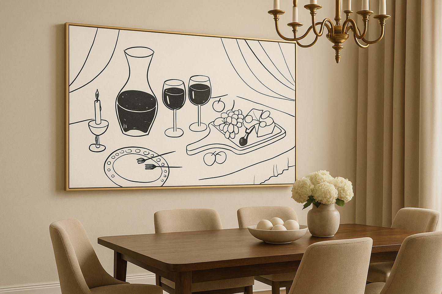 “Wine & Dine” — Modern Line Art Print