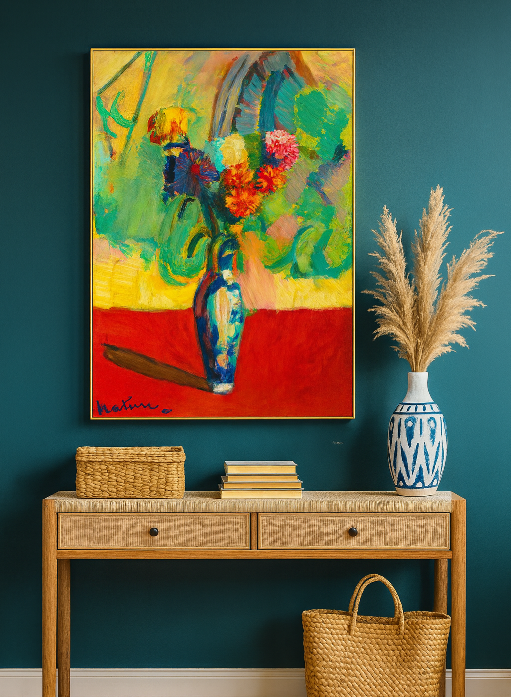 “Bouquet in a Blue Vase” - Vintage Art Print