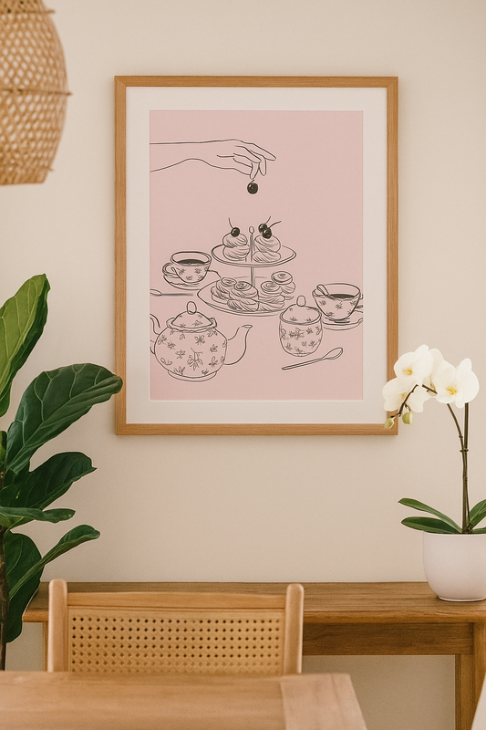 “Afternoon Tea” Pink - Kitchen Art Print