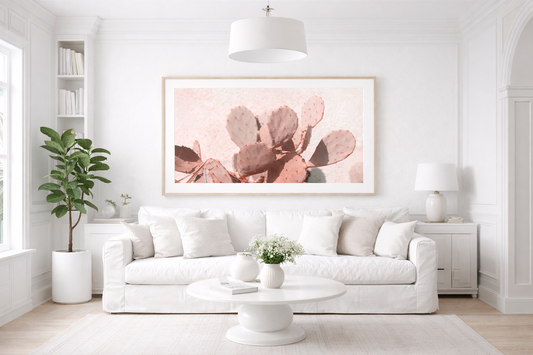 “Soft Desert Bloom” — Blush Cactus Art Print