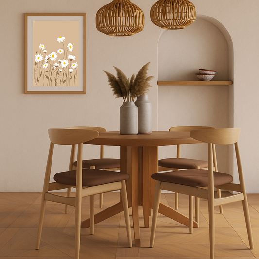 “Daisies” Natural — Minimalist Floral Art Print