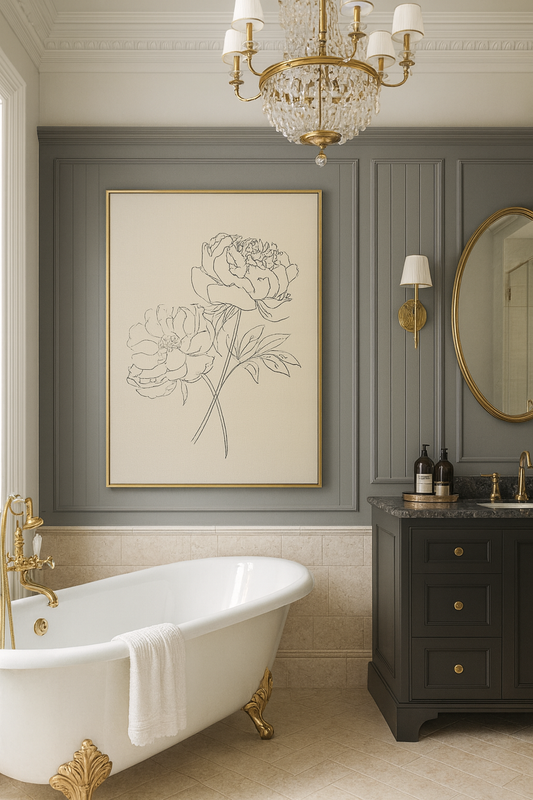 “Peony Grace” — Fine Line Floral Art Print