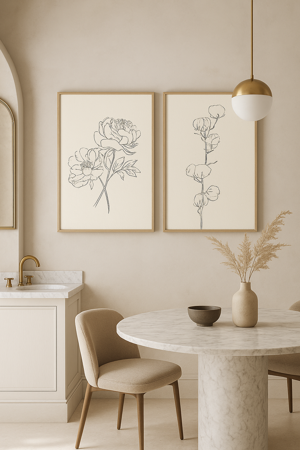 “Botanical Duo” — Fine Line Floral Art Set