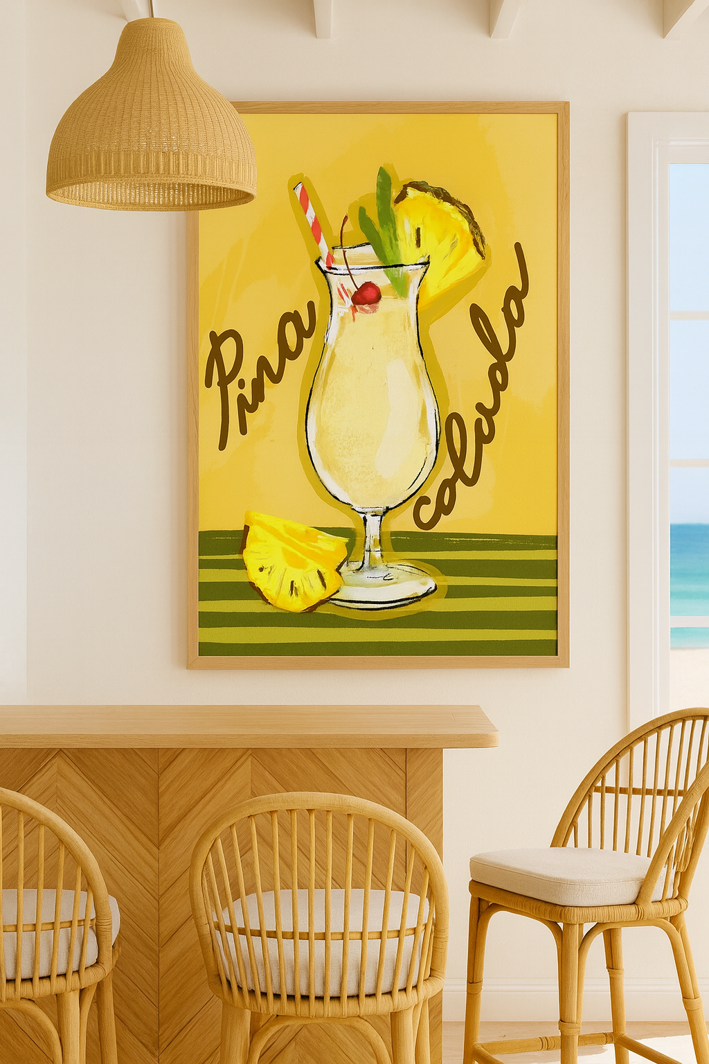 “Piña Colada” - Vibrant Cocktail Art Print