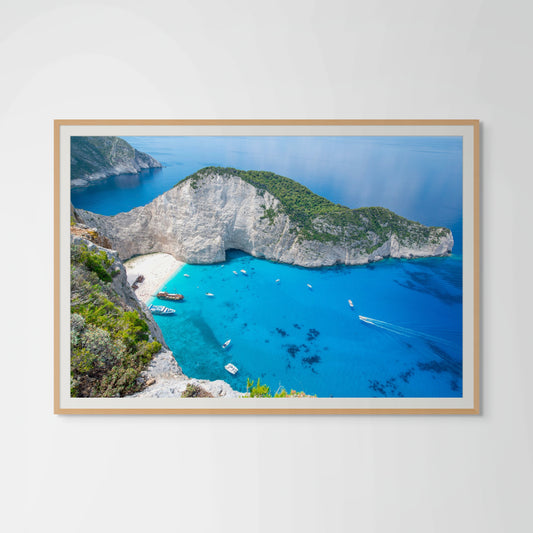 “Navagio Serenity” — Zakynthos Cliffside Beach Art Print